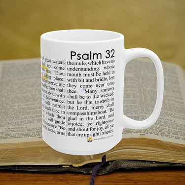 Psalm 32 Full Text - 15oz Coffee Mug